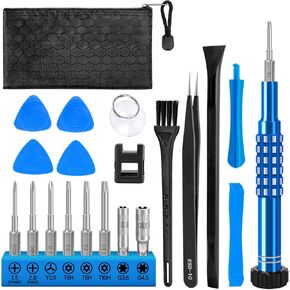 Repair Tool Kit for Nintendo Xbox Switch PS3 PS4 PS5 Controller, 21 in 1 Ph000,PH00,Y1,T6H,T8H,T10H Torx Security Screwdriver with Crowbars,Tweezers, Cleaning Tool bag for Controller and Console