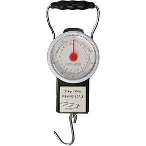 Goture Fishing Hanging Scale Mechanical Kitchen and Fish Fishing Scale Multi-Purpose Portable Hand Held Dial Weight Scale with Tape Measure (50 Lbs / 22Kg)