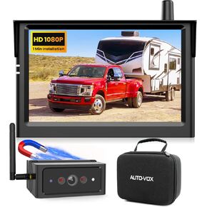 AUTO VOX Wireless Backup Camera Magnetic: 5" Portable No Wiring 1 Min Install Trailer Hitch Camera, 2-Channel HD 1080P Car Monitor & IR Night Vision Back Up Camera Systems for Truck, RV, Camper