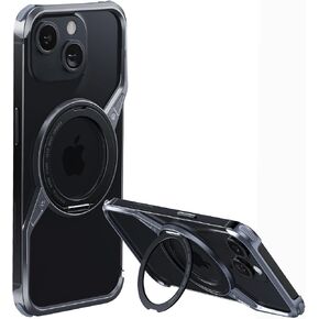 Metal Framless for iPhone 14 Pro Max Case,Aluminum Alloy,Compatible with MagSafe,Shockproof Military-Grade Protection,360° Rotation Magnetic Kickstand,Magnetic Phone Case for iPhone 14 Pro Max