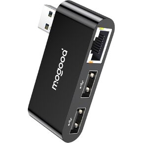 USB to Ethernet Adapter, Type A to Gigabit Ethernet LAN Network Adapter, RJ45 1000Mbps Hub with 2 USB Ports, Suitable for Laptops, PC, MacBook, Surface, XPS, Windows, Linux, MacOS, Etc