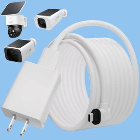20FT Power Extension Cable Compatible with eufy SoloCam S220/SoloCam S340,5V/2A Power Adapter and Weather Resistant Extension Type C Cable Continuously Charging Your Security Cameras (White)