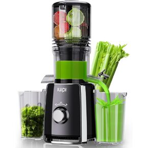 Cold Press Juicer Machines, 5.3" Large Feed Chute Slow Masticating Juicer, 99% Juice Yield, Ultra Quiet, Easy Clean, BPA Free – Ideal Self-Feeding Juicer for Whole Fruits & Vegetables (Black)