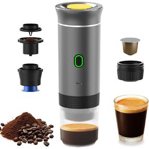 Irishom Portable Coffee Machine, 3 in 1 Cordless Electric Coffee Maker, Work with Capsule and Ground Coffee, Cold Brew and Heating Coffee Maker with 150ml Cup