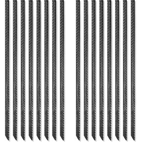 16 Inches Rebar Stakes(16pcs) Heavy Duty Straight Metal Ground Anchors with Chisel Point Ends for Timber,Concrete,Plant Support,Camping Tents,3/8 Inch Thickness Garden Stakes,Black