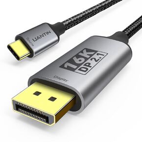 USB-C لعرض Cable 2.1 Cable | 16K@30Hz 8K@120Hz 4K@240Hz 40GBPS Type C لعرض سلك المنفذ [Thunderbolt 3/4/5 متوافق] كابل DP لـ iPhone 16/15 ، Galaxy S24 ، MacBook Pro/Air ، iPad - 6ft