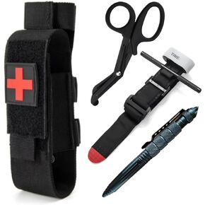 Upgrade Tourniquet Holder with Shear, Molle Tourniquet Kit, Tactical TQ Trauma Tourniquets Scissors Combat Pen
