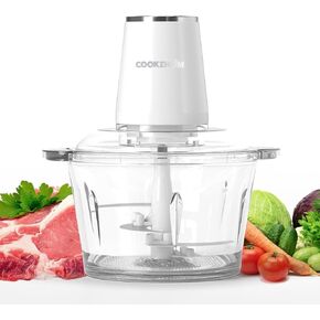 Food Processor，Electric Food Chopper with 500W Stainless Steel Motor & 4 Sharp Blades， 8-Cup Stainless Steel Bowl for Meat, Vegetables, Fruits and Nuts