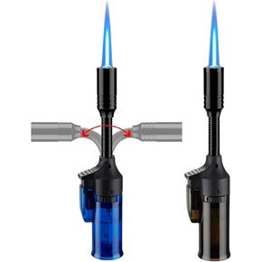 Torch Lighters, 4 Pack Butane Refillable Lighters, Candle Lighter, Long Grill Lighter, Mini Windproof Blue Jet Flame Lighters for Kitchen, Outdoor Camping (Gas Not Included)