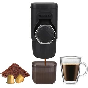 JALADA Portable Espresso Maker, Compatible with Ground Coffee & Capsules, Espresso Machine, Small Travel Coffee Maker, Perfect for Camping,Hiking,Office