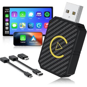 Mini Wireless Adapter for Carplay/Android Auto, Fastest for Converts Factory Wired to Wireless Carplay Adapter for OEM Cars from 2016,Plug & Play, Mini Size Car Play Dongle for iOS 10+/Android 11+