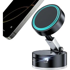 Adjustable Mechanical Vacuum Magnetic Car Suction Phone Holder with Telescopic Structure, Suction Cup Magnetic Phone Mount for Car/Travel/Desktop, Compatible with iPhone & Android, Black