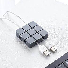 1×9 Palace Grids Cord Holder, Cord Organiser with Adhesive, Desktop Organiser for Charging Storage, Sticks to Wood, Marble, Metal, Glass, Suitable for Desk, Office, Bedside Table (Grey)