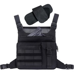 KINGSLONG Tactical Chest Bag, Lightweight Running Chest Pack, Water Resistant, Phone Holder, Running Backpack for Men Women