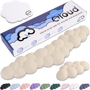 Qloud Cloud Wrist Rest Rest Wrist Wrist Rest for Computer Keyboard Pad ، Rest Wrist Cloud ، وسادة معصم للوحة المفاتيح ، ورغوة الذاكرة ، وقاعدة غير قابلة للانزلاق ، مع وسادة الماوس - أبيض