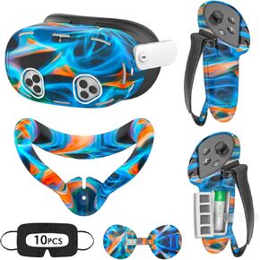 Tyasoleil VR Silicone Case for Meta Quest 3S, Design Upgraded Accessories for Oculus Quest 3S, Face Cover, Controller Grips, Shell Cover, Lens Cover, Disposable Eye Cover (Phantom)