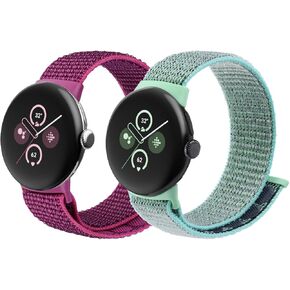 BlackPro 2 Pack Nylon Bands Compatible with Google Pixel Watch/Pixel Watch 2 Band for Women Men, Adjustable Solo Loop Sport Replacement Strap with Upgraded Connector for Google Pixel Watch Band