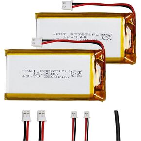 KBT 3.7V 3500mAh Li-Polymer Battery: 933871 Lipo Rechargeable Lithium-ion Replacement Batteries with PH 2.54 JST Connector, PH1.25/2.0 JST Connector for Replacement