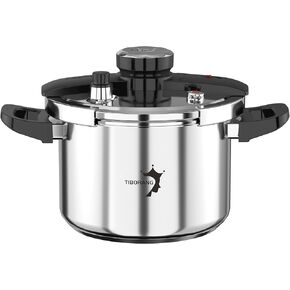 TIBORANG 8.5 QT Stainless Steel Pressure Cooker, [Multi-Cooker for Gas & Induction Stove] [Saves 70% Cooking Time] [One-Hand Operation], Family Size for 3-5 People, Dishwasher Safe & Oven Safe