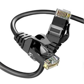 كبل كابل Ethernet Cablegeeker 6/CAT5E 1.5 قدمًا ، 10 جيجابت في الثانية ، كابل Ethernet غير المنحدر ، 24AWG COPPER COPPER HISE CAT6 CABLE RJ45 كابل الإنترنت للكمبيوتر ، المودم ، PS5/4 ، جهاز التوجيه ، الألعاب - 1.5 قدمًا باللون الأسود