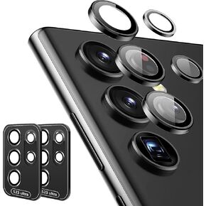 [2 Pack] Camera Lens Protector Compatible with Galaxy S24 Ultra 5G, HD Tempered Glass, Case Friendly, Easy Installation, Scratch Resistant Cover Film - Black