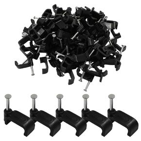 Litoexpe 100 Pcs Flat Cable Clips 8mm, White Ethernet Cable Wall Clips Cable Tacks Coax Cable Clips Speaker Wire Clips Cable Nails for Cat8 Cat7 Cat6 Flat Ethernet Cable