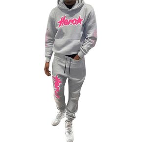 Men's 2 Piece Sweat Suits Long Sleeve Y2k Graphic Hoodie Sweatshirt and Flared Sweatpants Tracksuits Set