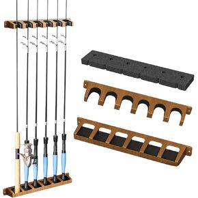 Fishing Rod Holder for Garage Fishing Pole Holders Fishing Rod Rack Wall-Mounted Stores 6 Rods or Combos Fits Most Rod Diameters (Camouflage Horizontal 1 Pair)