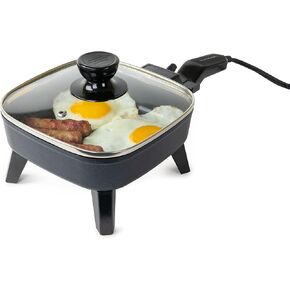 HomeCraft 7-Inch Electric Non-Stick Skillet, Adjustable Temperature Control, Cool-Touch Handle with Tempered Glass Lid, Perfect For Healthy Keto & Low-Carb Diets, Rice Bowls, & Eggs