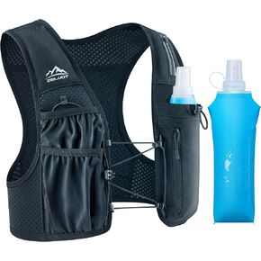 Running Vest for Women Men, USA Original Patent, Adjustable Chest Straps Running Hydration Vest with 500ml Soft Flask, Lightweight Reflective Hydration Backpack for Hiking Marathon