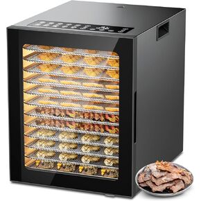 Food Dehydrator for Jerky, 12-Trays Stainless Steel Digital Food Dryer Machine for Home,10 Presets, 48H Timer and Temperature Control, 850W Dehydrators for Food and Jerky, Dog Treats,Meats & Veggies