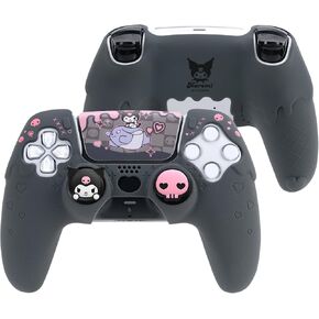 Silicone PS5 Controller Cover Skin Set,Anti-Slip Soft Protective Case for PS5 Wireless Controller with 2 Thumb Grip Caps and 1 Sticker