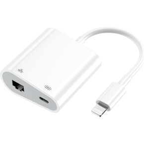 [Apple MFi Certified] Lightning to Ethernet Adapter,2 in 1 Lightning to RJ45 Ethernet LAN Network Adapter with Charge Port for iPhone/iPad/iPod,Supports 100Mbps Ethernet Network,Plug and Play,All iOS