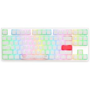 Ducky One 2 RGB 80% Mechanical Keyboard: Cherry MX Blue Switches, High-Density PBT Doubleshot Keycaps, RGB, US, White