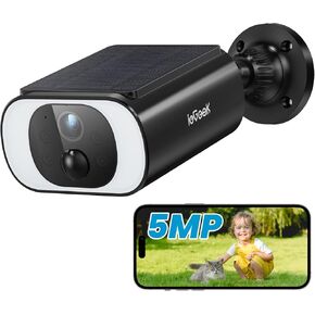 ieGeek S1 Solar Camera Outdoor Wireless, 5MP WiFi Battery Powered Cameras System for Home Security with Embedded Solar Panel, AI Motion Detection, Smart Spotlight & Alarm, Color Night Vision