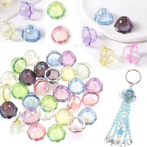 50pcs 16 * 23mm حبات زهرة البوق الكبيرة للمجوهرات التي تجعل أكريليك جرس الجرس الأزهار الأزهار أغطية حبة لطيلة قناديل البحر سحر الأركان الأقطاب الزخرفية.