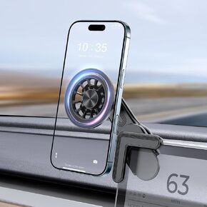 for Tesla Phone Mount, [Strongest Magnet] Magnetic Car Phone Holder for MagSafe, Tesla Model 3/Y Touchscreen Car Phone Mount Accessories Fits All Phones, iPhone/Samsung/Android - with Magnetic Ring