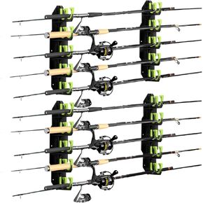 Fishing Rod Holders, Fishing Pole Holders for Garage, Wall or Ceiling Mounted Fishing Rod Rack Holds Up to 10 Rods（1 Pack）