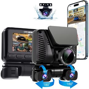 AI Dash Cam 4 Channel 360° View, 4K Advanced Driving System(Adas) Front and Rear Dash Camera for Cars,Built-in 5GHz Wi-Fi GPS, Voice Control, Free 128G Card,Night Vision, CPL,24H Parking Mode,G-Sensor