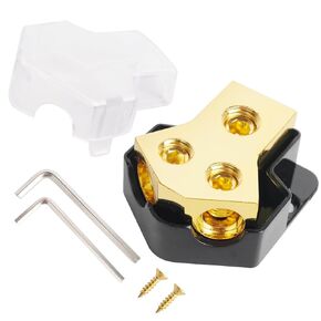 3 Way Power Distribution Block Car Audio Splitter 1x 0 Gauge Input / 3X 4 Gauge Output Ground Distribution Block Amp for Automotive Car Truck Boat Marine, 1-Pack