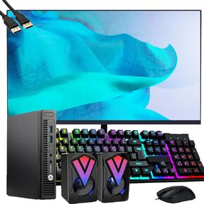 كمبيوتر HP Prodesk 600 G2 Micro Desktop كمبيوتر صغير مع شاشة 21.5 بوصة عالية الدقة بالكامل، Intel Quad Core i5-6500T، ذاكرة الوصول العشوائي 16 جيجابايت، 256 جيجابايت SSD، WiFi، Win 10 Pro (متجدد)