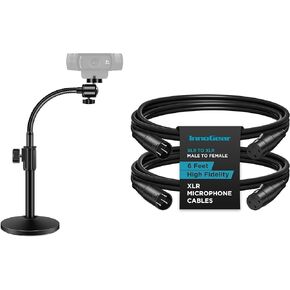 InnoGear Webcam Stand for Desk & 2 Pack 6 Feet Male to Female XLR Mic Cables Cord for Effector, Phantom Power, DMX LED, Amplifier, Sound Card, Speaker, Microphone, Audio Mixer, DSLR Audio Recorder