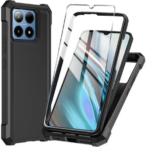for Boost Summit 5G Phone Case with Tempered Glass Screen Protector,Slim Soft Silicone Full-Body Protective Cover (Boost Summit 5G,Clear)