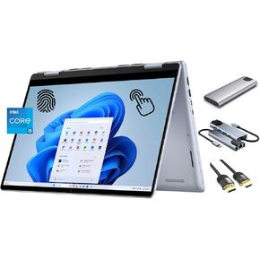 Dell Inspiron 14 2-in-1 Laptop, FHD+ 14 inch Touchscreen, Intel Core 5 120U (Beats i7-1355U) 10-Core CPU, 16GB DDR5, 512GB SSD + 256GB Portable SSD Hub, FP Reader, Backlit KB, WiFi 6E, Win 11