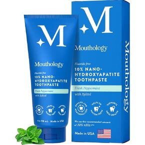 10% Nano Hydroxyapatite Toothpaste (Fluoride Free), Natural, Remineralizing, Whitening, Sensitive Teeth, SLS Free, Xylitol Nano-Hydroxyapatite Toothpaste for Adults, Mint 4oz (USA Made)