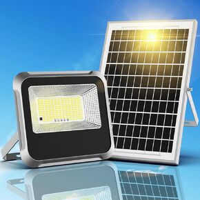 Engrepo Solar Light Outdoor, 10000mAh Luces Solares Solar Powered Security Flood Light Outside 3000LM IP65 Waterproof Dusk to Dawn with Remote Control and 8.2 ft Cable for Yard, Garden, Shed, Barn.