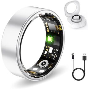 Health Rings for Women Men, Fitness Tracker with Heart Rate,Blood Oxygen, Blood Pressure, Sleep Tracker, Step Tracker, No Subscription Fee, IP68 Waterproof Smart Ring for iphone & Android (Silver 9#)