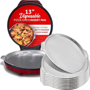 13" Pizza Maker Insert Pan for 12-Inch Countertop Pizza Oven, Indoor Pizza Maker Machine for Home - Round Disposable Aluminum Electric Pizza Oven Pan Liner for Betty Crocker, Piezano & More (10)