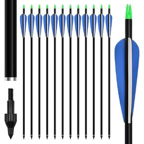 GUGULUZA 30 Inches Aluminum Arrows for Archery Practice, Pack of 12 Hunting Arrows for Compound and Recurve
