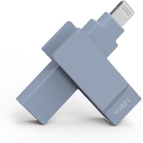 Apple MFi Certified Morandi Blue iXflash 1 TB Backup Flash Drive 2-in-1 USB for iPhone, iPad, and Computer, USB Type A & Lightning, Best Photo Stick for iPhone Photo Transfer and Storage
